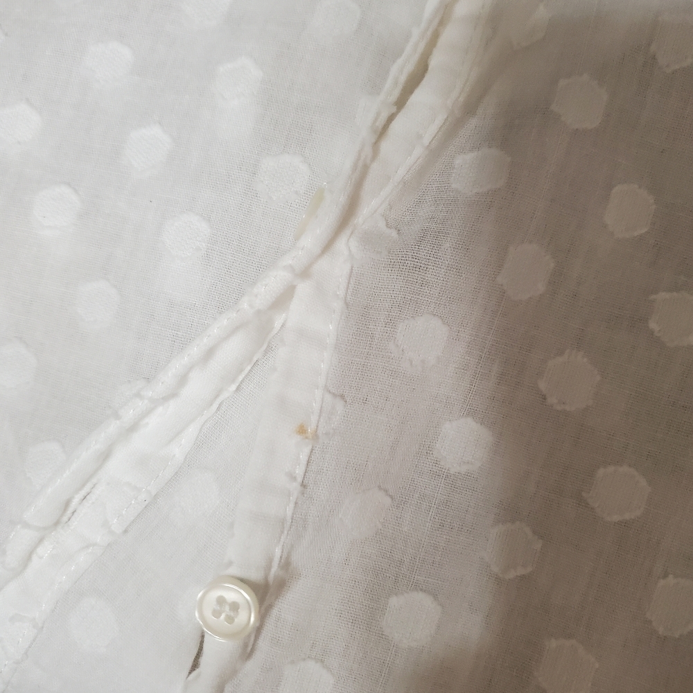 Max Studio White Button Blouse Polka Dot Cotton - image 3